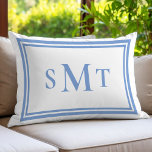 Blue and White Three Letter Monogram Lumbar Pillow<br><div class="desc">Blue and White Three Letter Monogram Throw Pillow</div>
