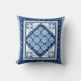 Blue and White  Throw Pillow