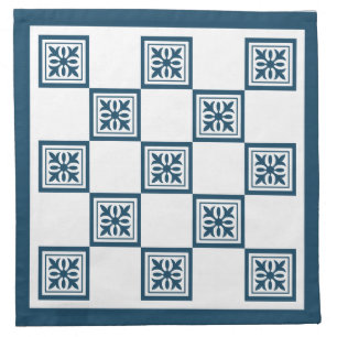 Blue and white tiles cloth napkin