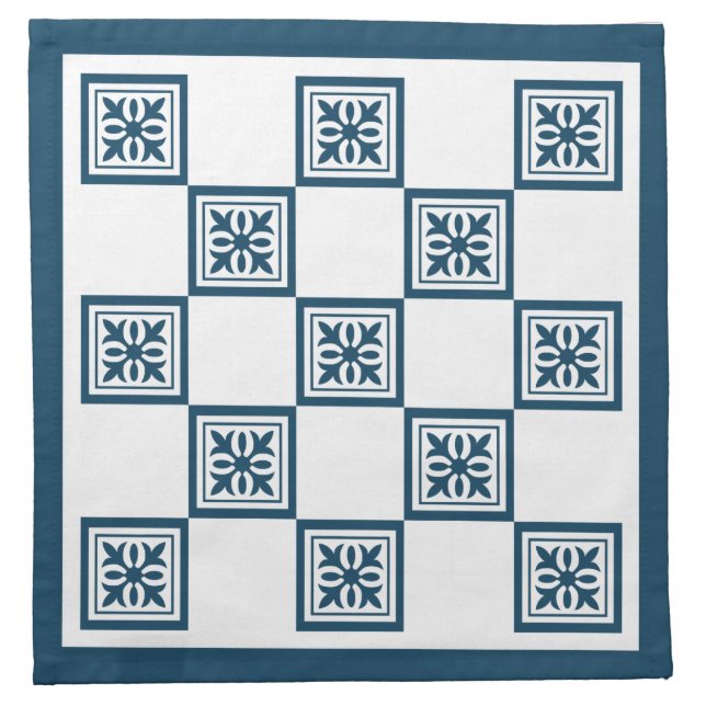 Blue and white tiles cloth napkin (Front)
