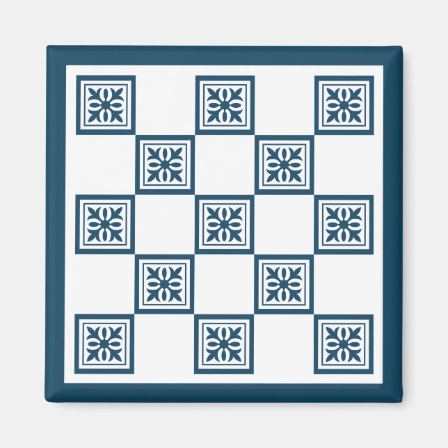Blue and white tiles magnet (Front)