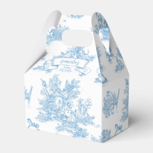 Blue and White Toile de Jouy Baby Shower Favor Boxes