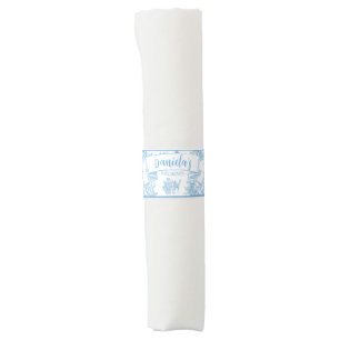 Blue and White Toile de Jouy Baby Shower Napkin Bands
