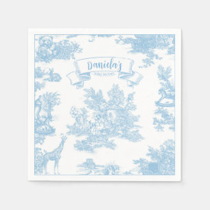 Blue and White Toile de Jouy Baby Shower Napkins