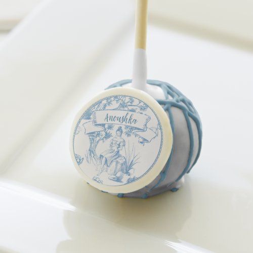 Blue and White Toile de Jouy Bridal Shower Cake Pops