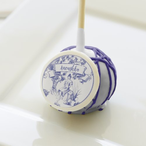 Blue and White Toile de Jouy Bridal Shower Cake Pops