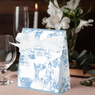 Blue and White Toile de Jouy Bridal Shower Favor Boxes