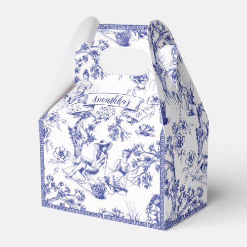 Blue and White Toile de Jouy Bridal Shower Favor Boxes