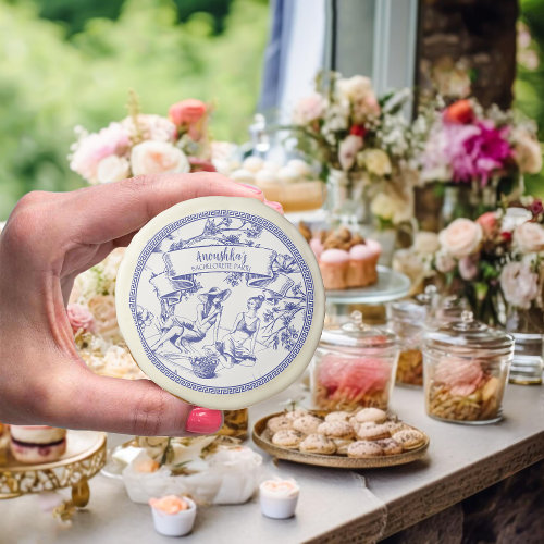 Blue and White Toile de Jouy Bridal Shower Sugar Cookie