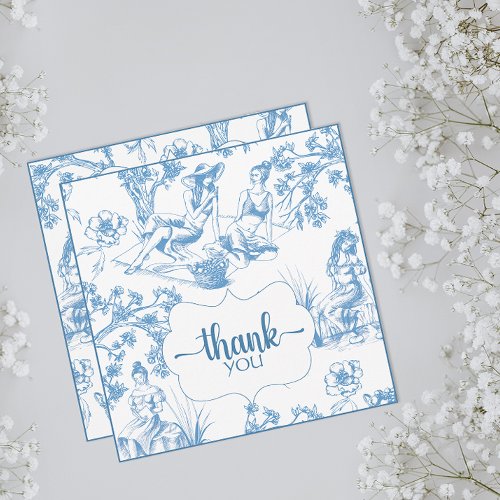 Blue and White Toile de Jouy Bridal Shower Thank You Card
