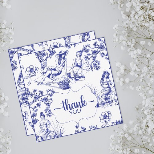 Blue and White Toile de Jouy Bridal Shower Thank You Card
