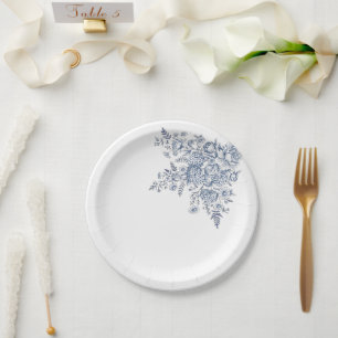 Blue and White Toile De Jouy Cocktail Paper Plates