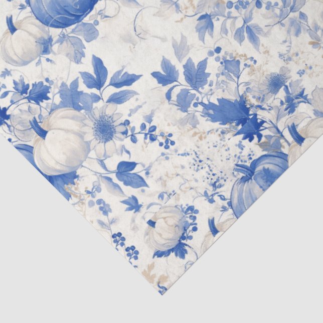 Blue and White Toile Halloween  Tissue Paper (Detail)