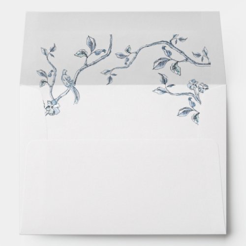 Blue and white toile Return address Wedding Envelope