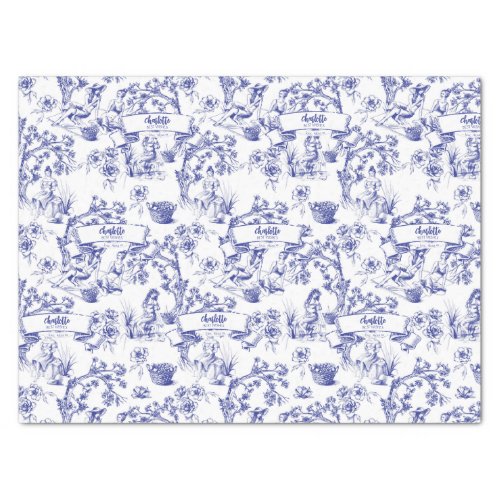 Blue and White Toile Tissue Paper