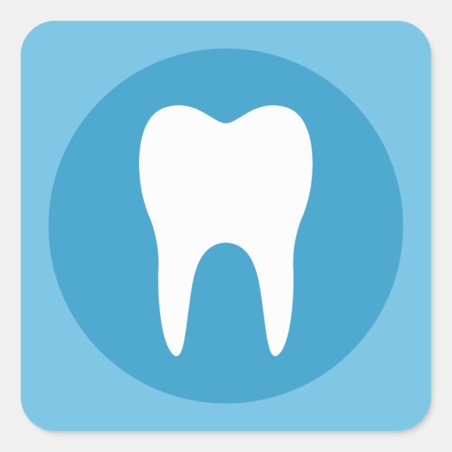 Blue and white tooth logo dentist dental modern square sticker (Front)