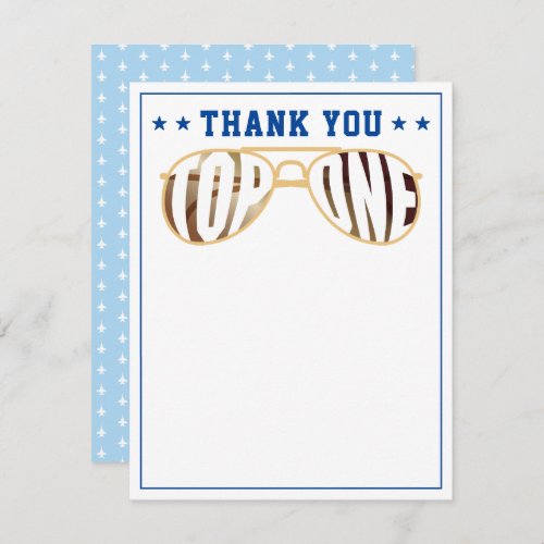 Blue and White TopOne Fighter Pilot Thank You Card