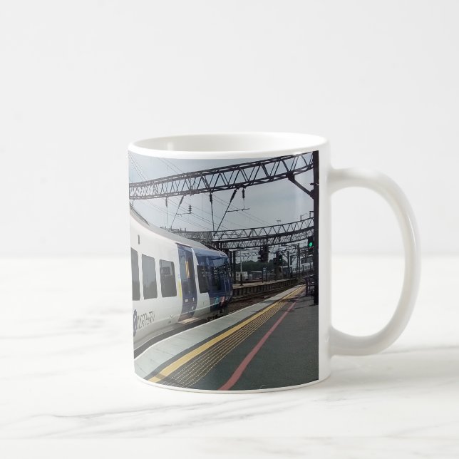 Blue and white train coffee mug (Right)