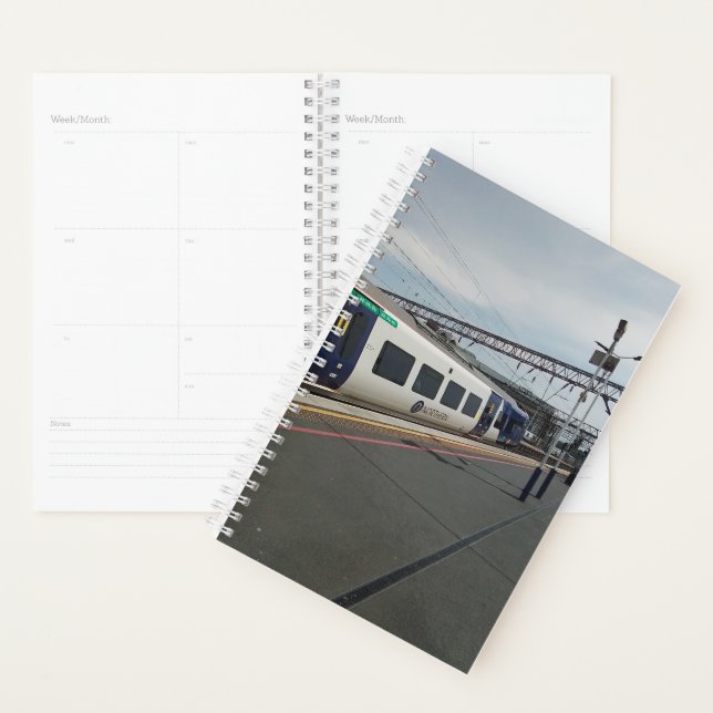 Blue and white train planner (Display)