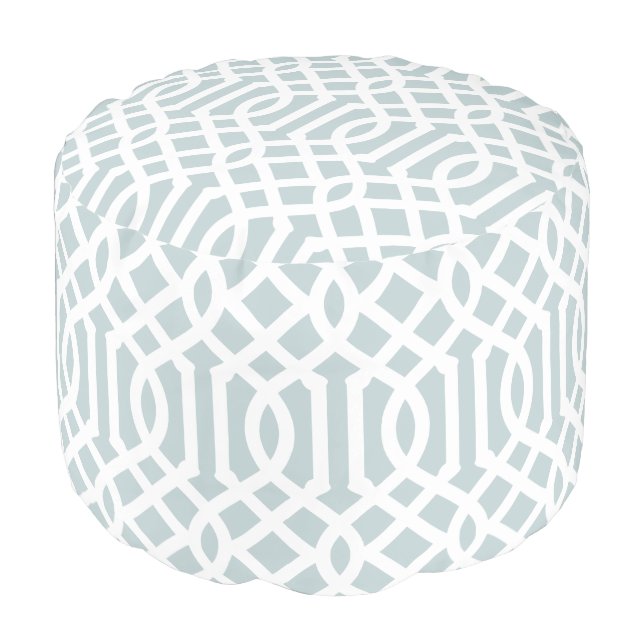 Blue and White Trellis | Editable Colors Pouf (Angled Front)