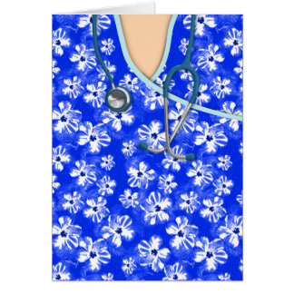 Blue And White Tropical Medical Scrubs Cards