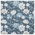 Blue and White Tulips Fabric