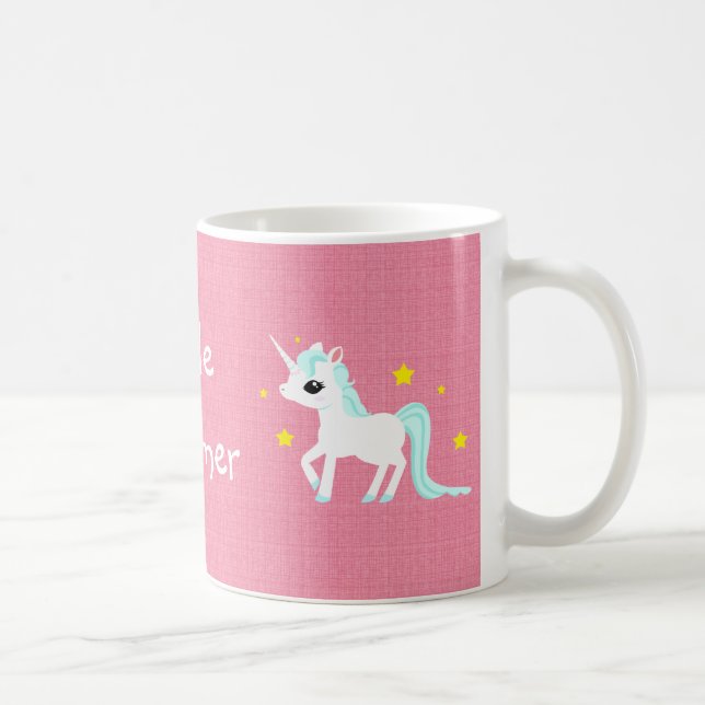 Blue and white Unicorn stars Customisable Coffee Mug (Right)