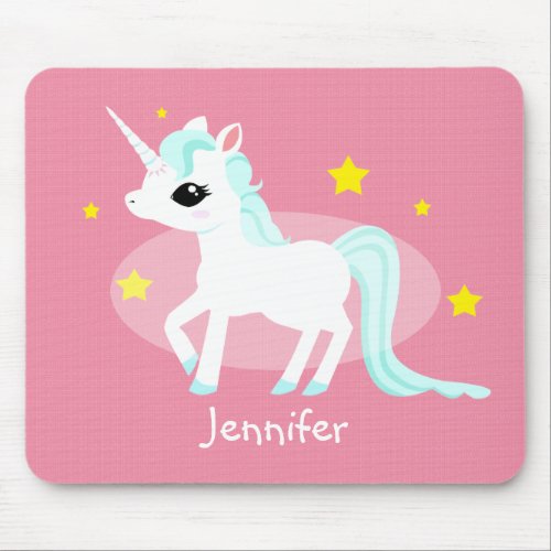 Blue and white Unicorn stars customisable Mouse Pad