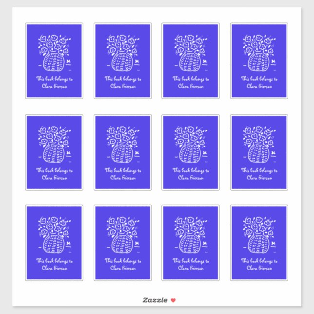 Blue and White Vase Bookplates Sticker (Sheet)