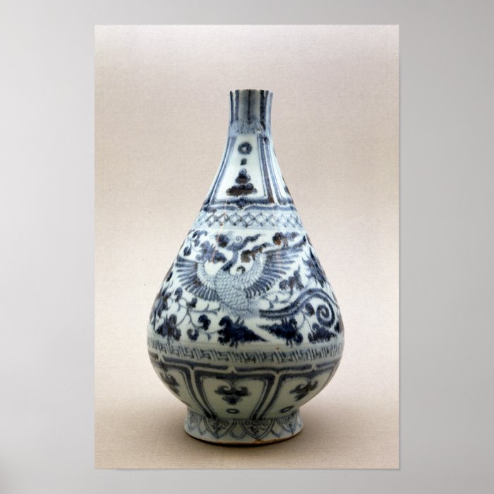 Blue and white vase, Yuan Dynasty Print