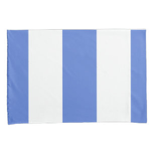 Blue and White Vertical Broad Stripe Pillow Case