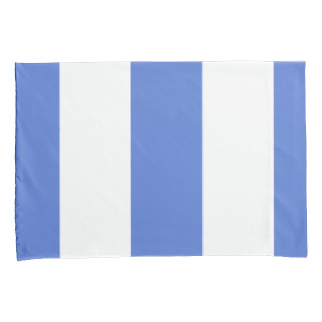 Blue and White Vertical Broad Stripe Pillow Case (Front-Right)