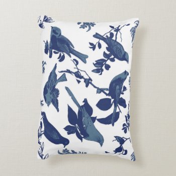 Blue And White Vintage Bird Pillow by Considernature at Zazzle