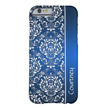 Blue And White Vintage Damask Monogram Iphone 6 Ca Barely There Iphone 6 Case by Case_by_Case at Zazzle