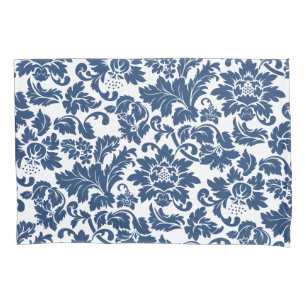 Blue And White Vintage Floral Damasks Pillow Case
