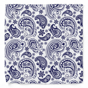 Blue and white vintage paisley bandana