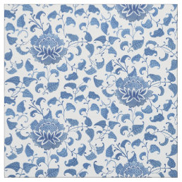 Blue And White Vintage Style Chinoiserie Pattern Fabric