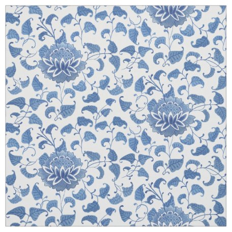 Classic Blue And White Ginger Jar Chinoiserie Fabric | Zazzle