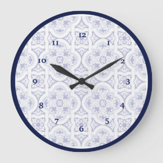 Blue and White Vintage Talavera Tile Look Clock