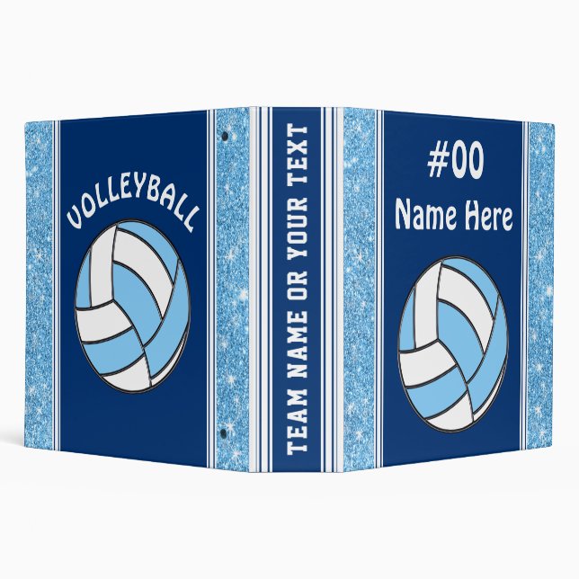 Blue and White Volleyball Photo Album, Volleyball  3 Ring Binder (Background)