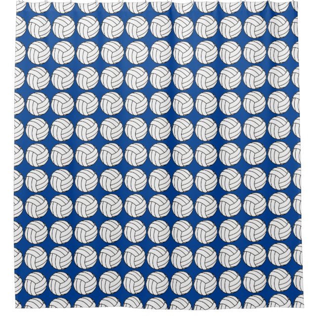 Blue and White Volleyball Shower Curtain (Front)