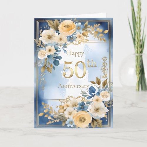 Blue and White Watercolor 50th Wedding Anniversary