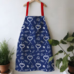 Blue and White Watercolor BBQ Apron<br><div class="desc">Fun BBQ apron, perfect for grilling in the backyard. Featuring a classic red, white, and blue color scheme. The watercolor illustrations are hand-drawn with go-to BBQ icons, including a bbq grill, burgers, and hot dogs. Makes for a great gift for dad that will make him feel like king of the...</div>