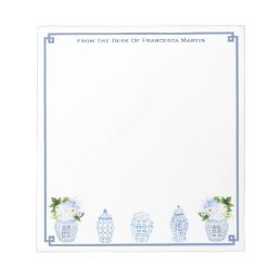 Blue And White Watercolor Chinoiserie Personalized Notepad