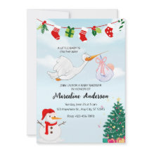 Blue and White Watercolor Christmas Baby Shower