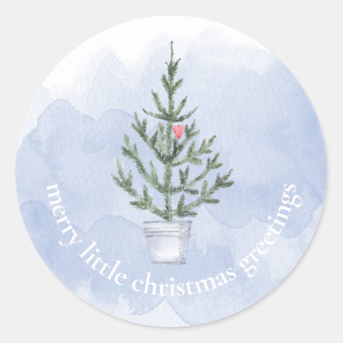 Blue and White Watercolor Christmas Envelope Seal