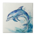 Blue and White Watercolor Dolphin Ceramic Tile<br><div class="desc">Bring the beauty of the ocean to your home with this Watercolor Dolphin in Blue and White Decorative Tile. Featuring a captivating and playful watercolor dolphin design in calming shades of blue and white, this tile adds a touch of coastal charm and nautical whimsy to any space. Perfect for ocean...</div>