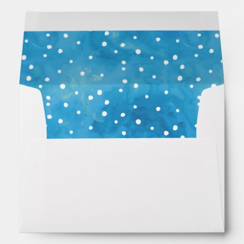 Blue and White Watercolor Dots Envelope