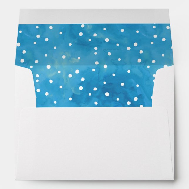 Blue and White Watercolor Dots Envelope (Back (Bottom))