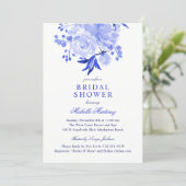 Blue and White Watercolor Floral Bridal Shower Invitation (Standing Front)